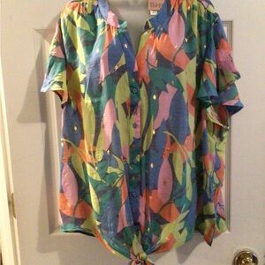 Alex & Parker- Colorful Button-Up Blouse